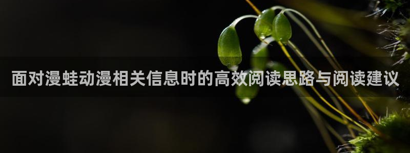记得香蕉成熟时柏安妮:面对漫蛙动漫相关信息时的高效阅读思路与阅读建议配图